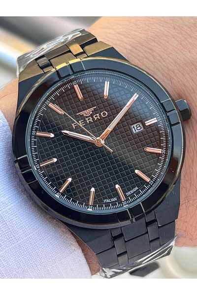 FERRO 30 Mt Water Resistant Men's Wristwatch - Steel Cord with Calendar, Dial Efm40122-Bg