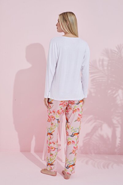 Siyah İnci Set de pijamale tricotate din bumbac alb multicolor 24240178