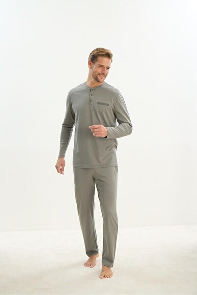 Sevim Πράσινη ανδρική μακρυμάνικη πιτζάμες - C8T2N5O9