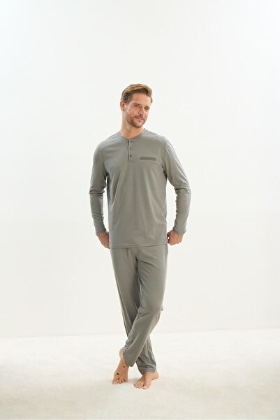 Sevim Πράσινη ανδρική μακρυμάνικη πιτζάμες - C8T2N5O9