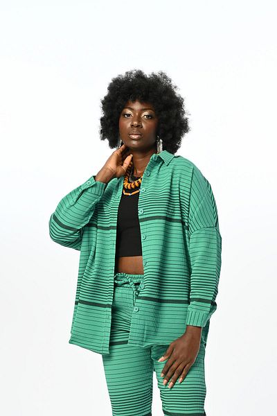 Orfeo Negro Cămașă oversize cu model dungi orizontale