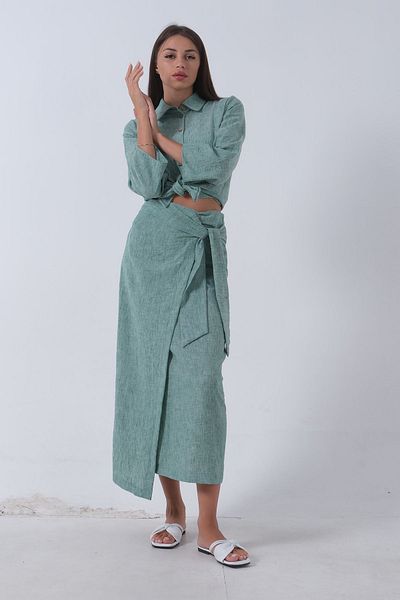 Feminist Green Shirt Set - Skirt Tied 46310011