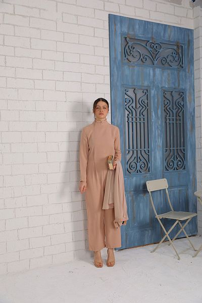 Melike Tatar Stone Chiffon Detailed Jumpsuit 32-6049
