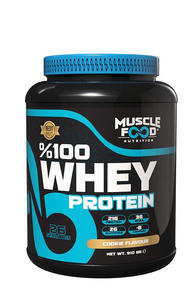 MUSCLEFOOD 910Gr 26 Servings - Flavored Concentrate Whey Cookie Protein Powder