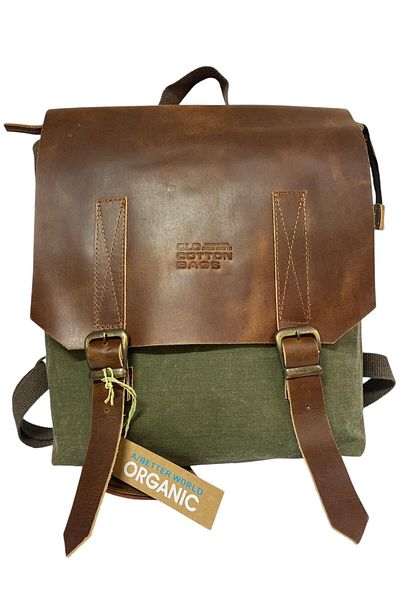 Old Cotton Unisex Vintage Canvas Backpack - Waterproof, Laptop Compartment, for Trip and Camping 29x35cm