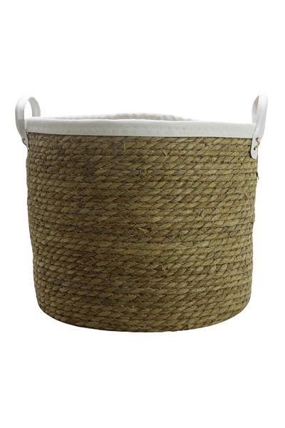 T.Concept Decorative Durable Brown-White Basket with Round Rope - Large (L)