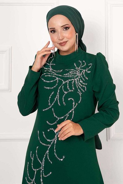 EBRUTESETTÜR Rochie de seară creponată cu design din piatră de iederă