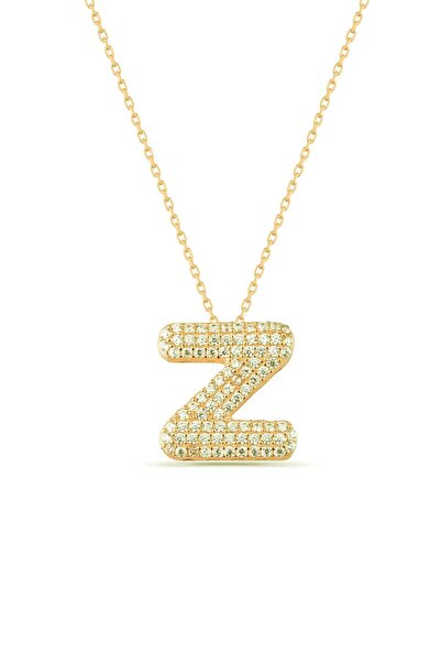 Karem Jewellery Zirkon Taşlı Z Harfi Kolye GOLD Kaplama Kadın