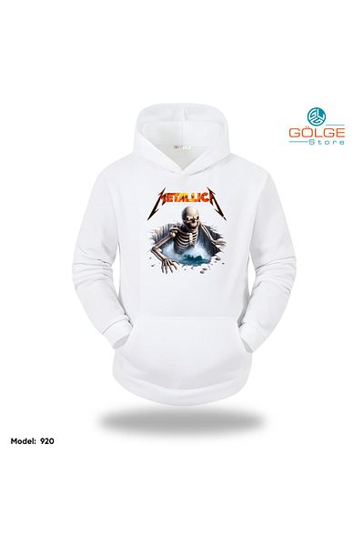 Gölge Store Metallica Chest Printed Oversize Unisex Hooded Sweatshirt