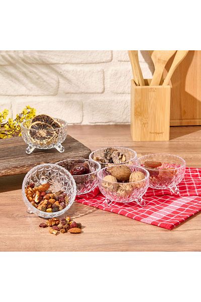 Glass In Love 9 cm Transparent 6-piece Footed Glass Snack Bowl Set