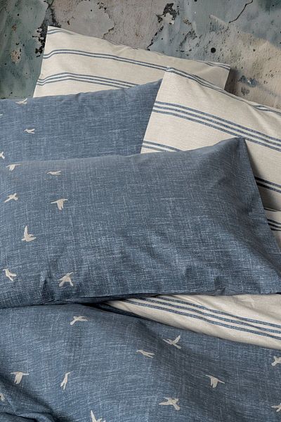 Cotton Box Σετ Παπλωματοθήκη με διπλό κέντημα Klein Ranforce - Ceria Navy Blue