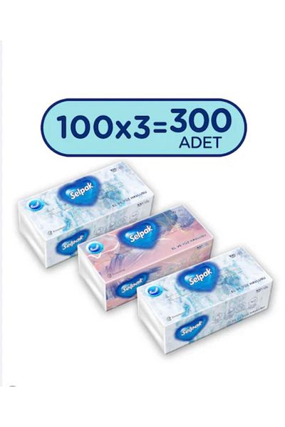 Selpak Hand and Face Towels 100 Pieces 3X100 (300 Sheets)