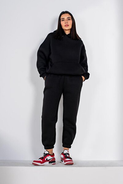 YAKAMEL Γυναικείο Χειμερινό Σετ Φόρμας Oversize - Μονόχρωμο, 3 Νήματα, Άνετη ...