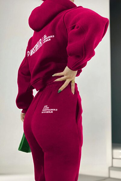 C&C OKULCUNUZ Kadın Eşofman Takımı Wrst Baskılı Fermuarlı Takım CC STORE