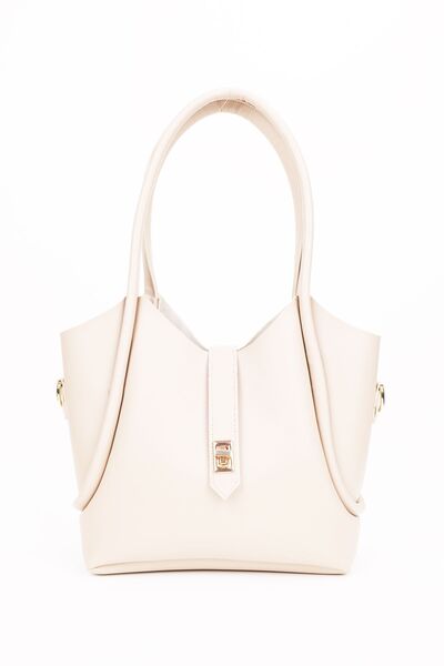 NOTHING Long Strap Cream Makeup Bag - Shoulder and Crossbody Bag with Lock Detail