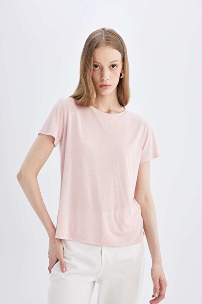 DeFacto Μπλουζάκι με κοντό μανίκι με κανονική εφαρμογή με λαιμόκοψη W7299AZNS