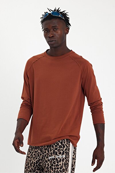 Soho Mood Ανδρικό μπλουζάκι με κανέλα Oversize - Dirty Collar, Αμερικάνικο βαμβάκι, μακρυμάνικο