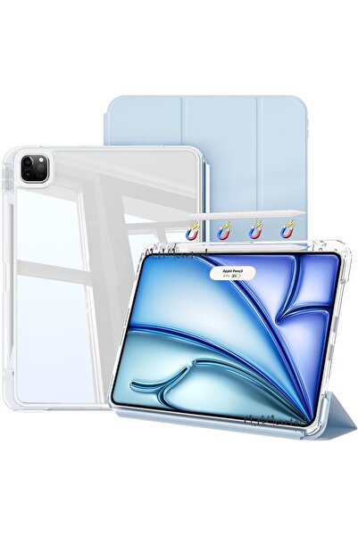 m.tk moveteck İpad Pro 11inç M4 2024 Uyumlu Kılıf Magnetik Pen Charge Kalem Bölmeli Ayrılabilen Akıllı Uyku Modlu