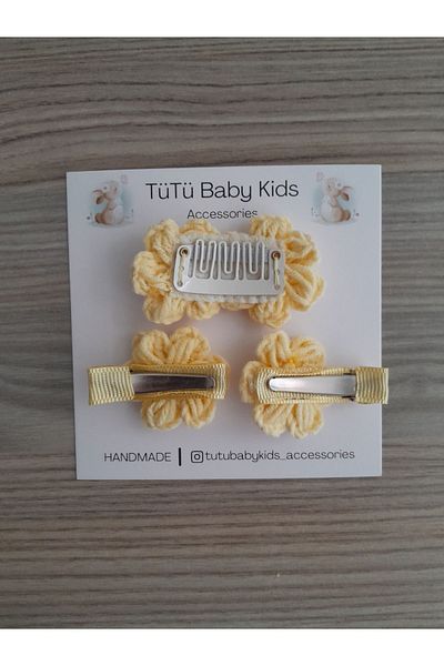 Accessories طقم محبوك ديزي مكون من 3 قطع، إبزيم أطفال بدون شعر، للأطفال والبنات والأطفال