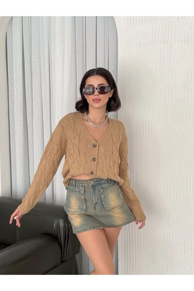 Velista محبوك منقوشة 5 زر سترة