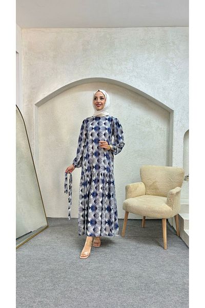 GRNMODA Φόρεμα με μοτίβο φύλλων Hijab