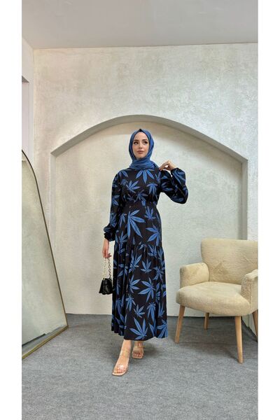 GRNMODA Φόρεμα με μοτίβο φύλλων Hijab