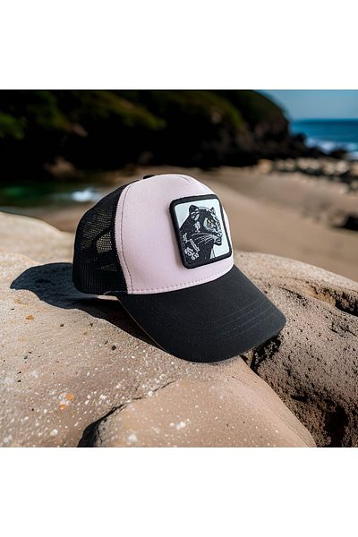 myistasyon "tarzınızı evinize yansıtın" Unisex Powder-Black Panther Figured Embroidered Hat - Interchangeable Cap