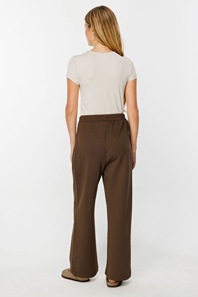 Hooopstore Scuba Brown Trousers - Elastic Waist