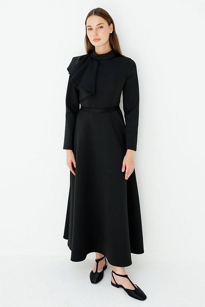 Hooopstore Black Scuba Draped Dress