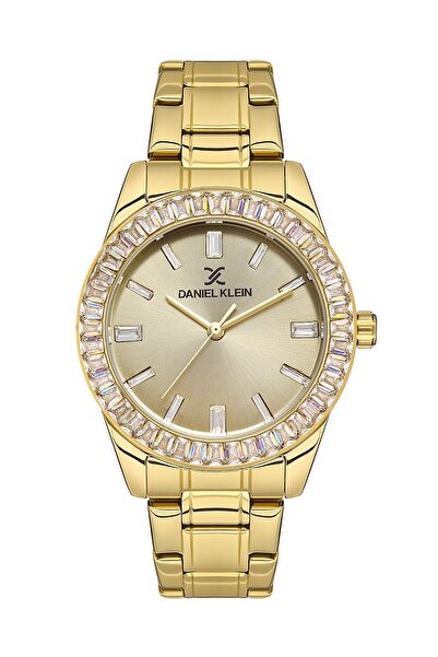 Daniel Klein Altın Gold Kristal Taşlı Çelik Kordonlu Kadın Kol Saati