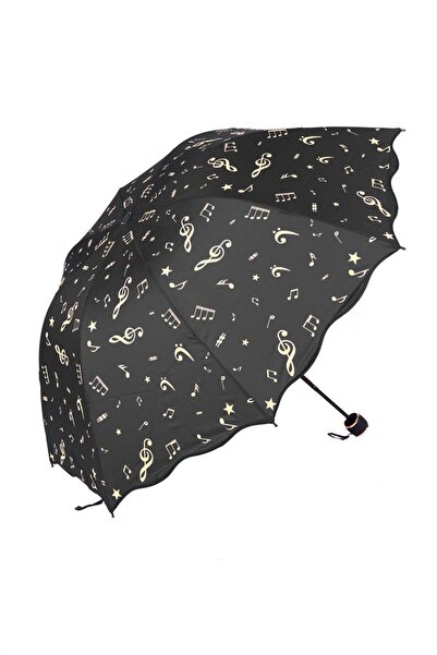 XTRIKE ME Şemsiye Siyah Müzik Notalı Unisex 8 Telli Manuel Şemsiye