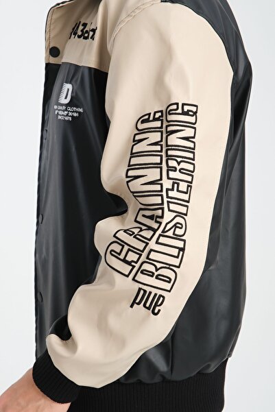 İLKCET MODA Шкіряна куртка для коледжу унісекс великого розміру