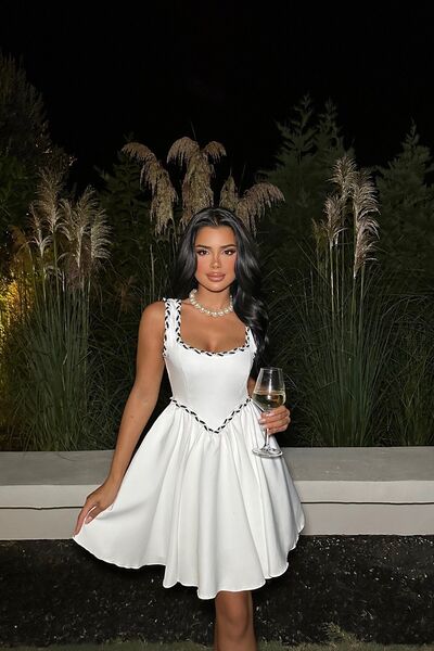 Eyyo White Dualipa Mini Dress ATE8257