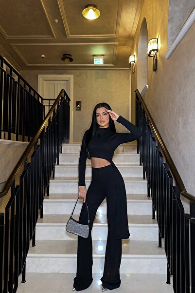 Eyyo Black Back Detail Trousers Suit ATE-0341