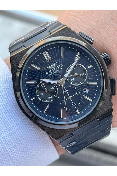FERRO 30 Mt Waterproof Men's Wristwatch - Steel Cord, with Calendar and Inner Functions Active Efm31452-Bg