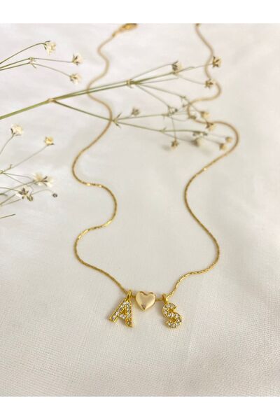 Store Zirkon Taşlı Harf Kolye