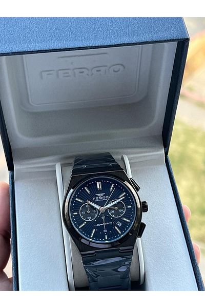 FERRO 30 Mt Waterproof Men's Wristwatch - Steel Cord, with Calendar and Inner Functions Active Efm31452-Bg