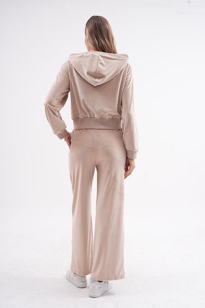 WestBound Γυναικείο Σετ δύο τεμαχίων Soft Velvet Palazzo - Forever Beige