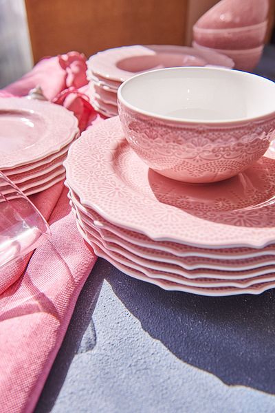 KANCAEV Lace Collection Salad Bowl, 16cm. Pink Sold as a Set of 2