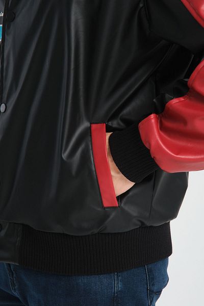 İLKCET MODA Δερμάτινο Oversize Unisex College Jacket