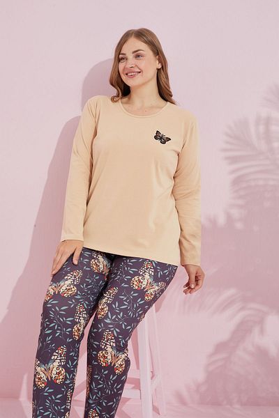 Siyah İnci Σετ πιτζάμες Cotton Curve Plus Size - Πολύχρωμο, King Size, Πλεκτό 24240741