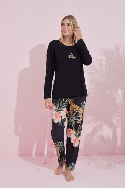 Siyah İnci Set de pijamale tricotate din bumbac multicolor negru 24240176