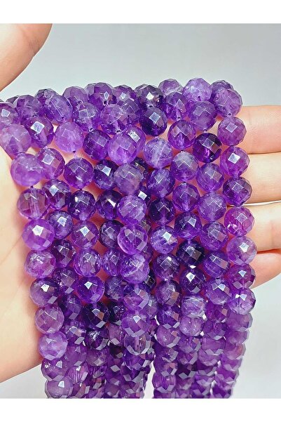 Yasamtohumu Kraljevski kvalitetni ametist - Faset kroj niz 10mm (52900)