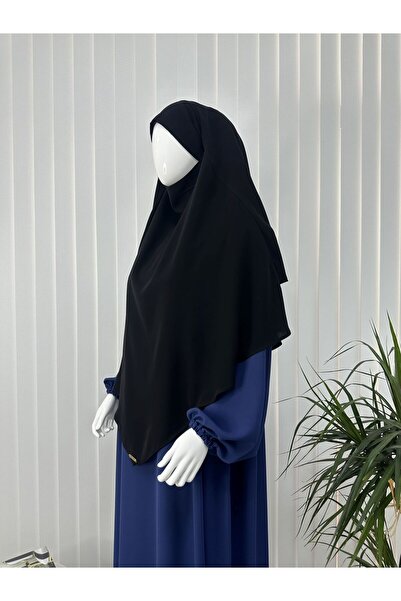 R&S modibone Μαύρο μαντήλι έτοιμο σουφλέ δύο στρώσεων - Κατάλληλο για Hajj και Umrah