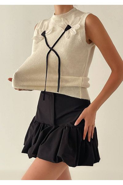 My Blog Papatya Cream Knitwear Sweater - Appique Design