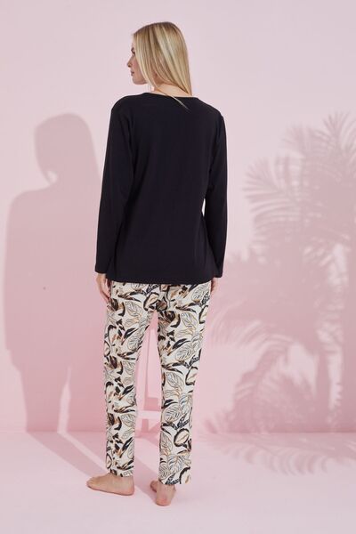 Siyah İnci Set de pijamale tricotate din bumbac multicolor negru 24240183