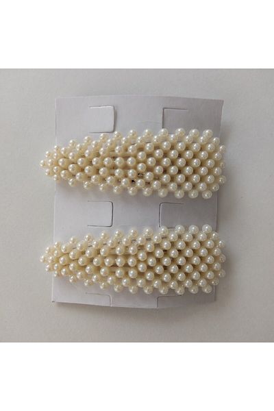 Melantis Set de cleme cu cataramă pentru femei cu motiv perlat - 2 piese