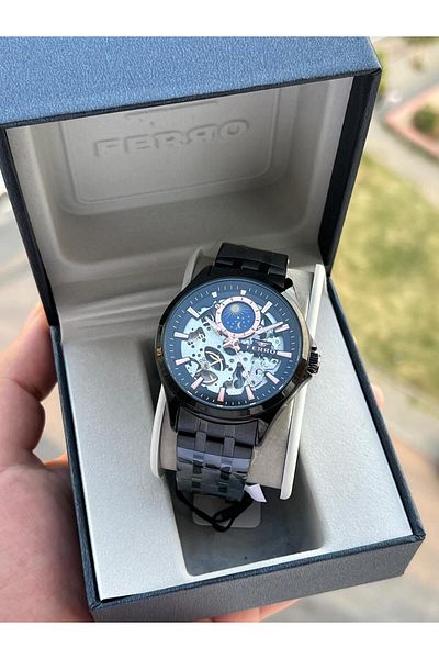 FERRO 3 Atm Waterproof Men's Wristwatch - 2 Years Warranty, Automatic Mechanism, Steel Cord Exm.40111-G