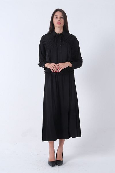 Feminist Comfortable Black Suit - with Waist Tie Detail, Skirt 422138