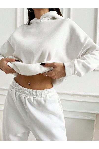 Richarlison Γυναικείο σετ φόρμας με κουκούλα, λευκό στο κάτω μέρος και 100% β...